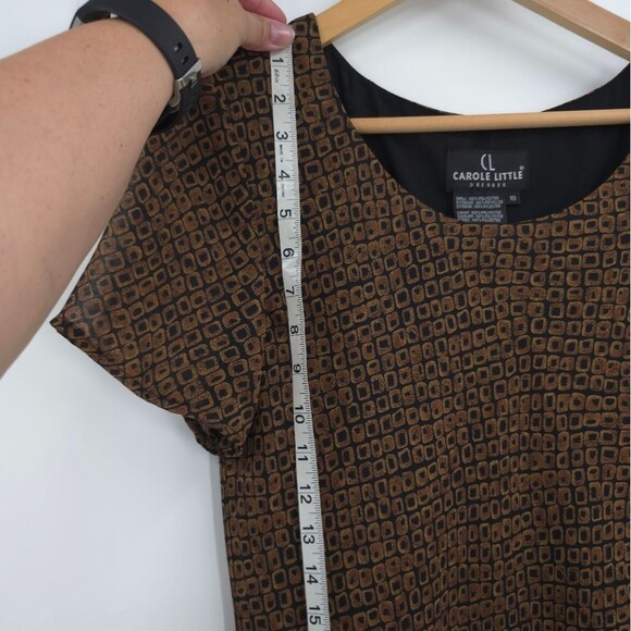 Vintage 90s Carole Little Midi Dress Forest Fairy Boho Geometric Print Grunge - Picture 15 of 15